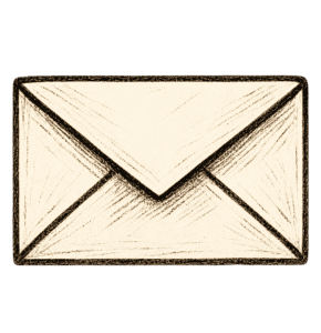 E-Mail Symbol für Newsletter Anmeldung Handgezeichnetes E-Mail Symbol, das eine Nachricht oder Kommunikation darstellt, passend für Newsletter-Anmeldung und Kommunikation.